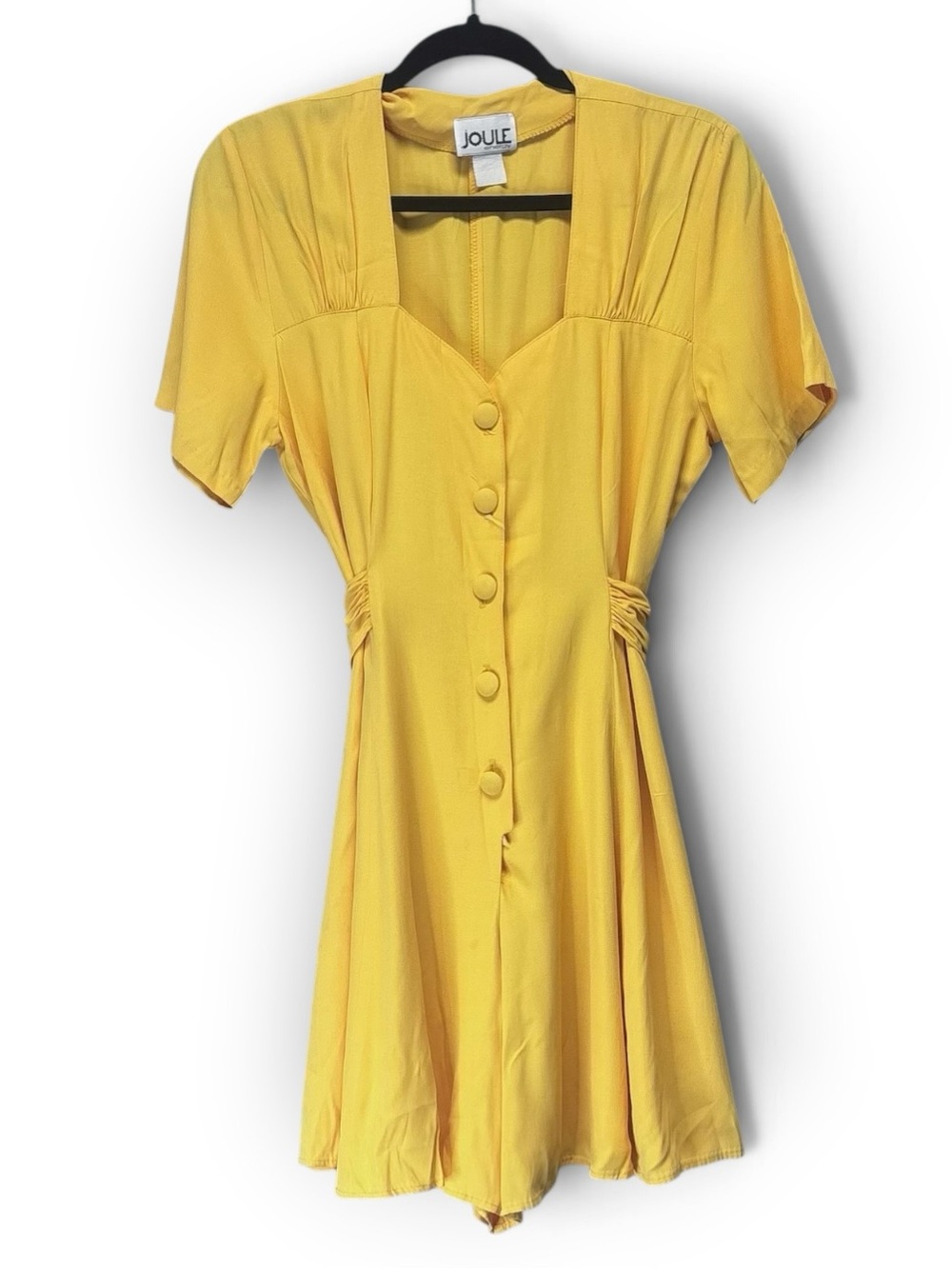 Joule Energy Yellow Button Front Tie Waist Romper